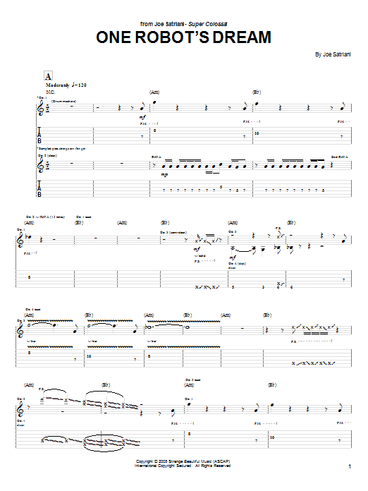 Download Joe Satriani One Robot's Dream Sheet Music