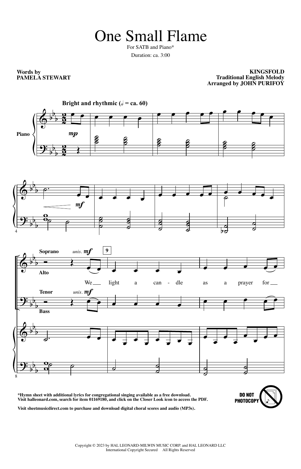 Download John Purifoy One Small Flame Sheet Music