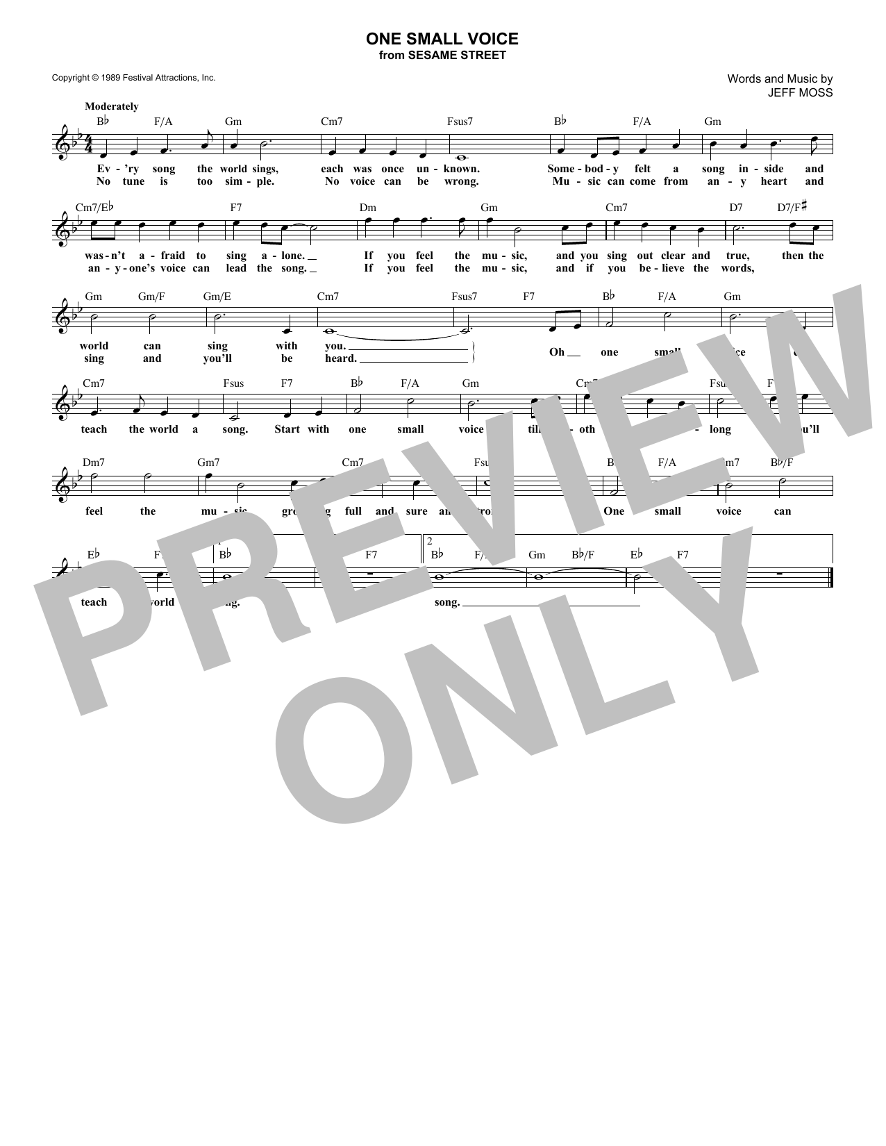 Download Jeff Moss One Small Voice (from Sesame Street) Sheet Music