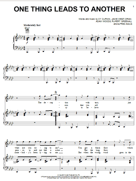 Download The Fixx One Thing Leads To Another Sheet Music