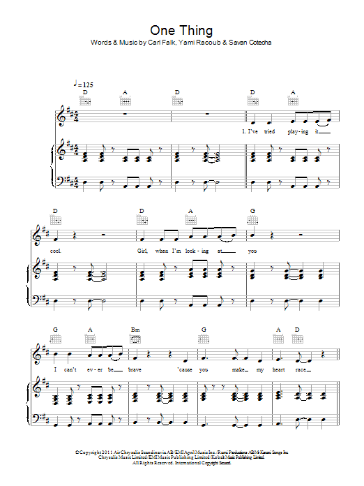 Download One Direction One Thing Sheet Music
