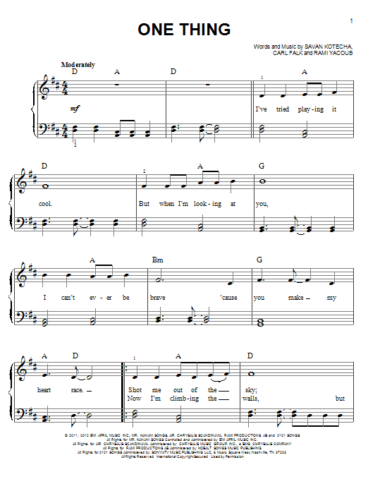 Download One Direction One Thing Sheet Music