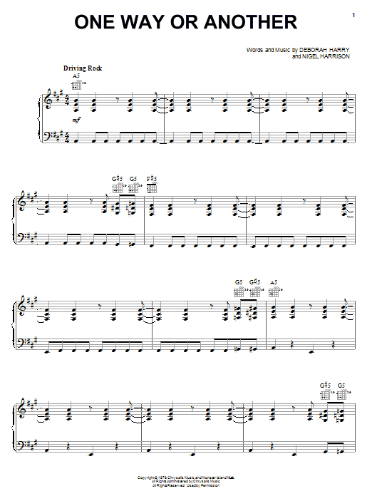 Download Blondie One Way Or Another Sheet Music