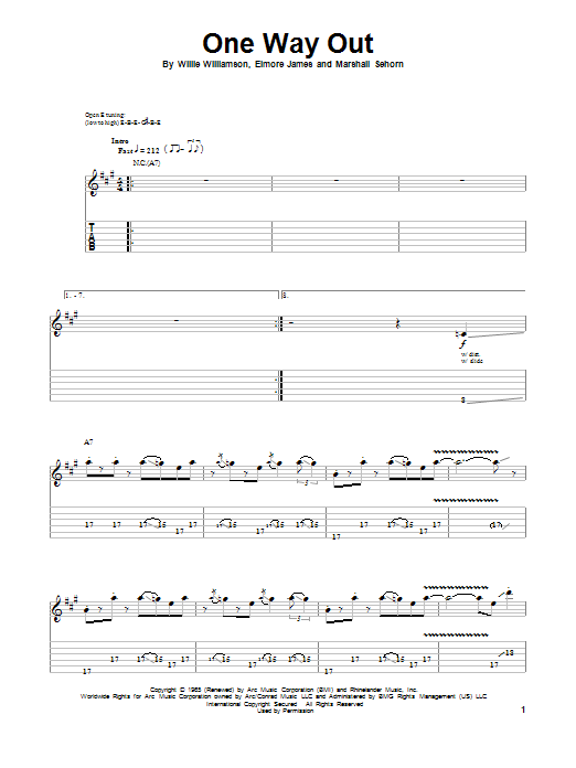 Download Allman Brothers Band One Way Out Sheet Music
