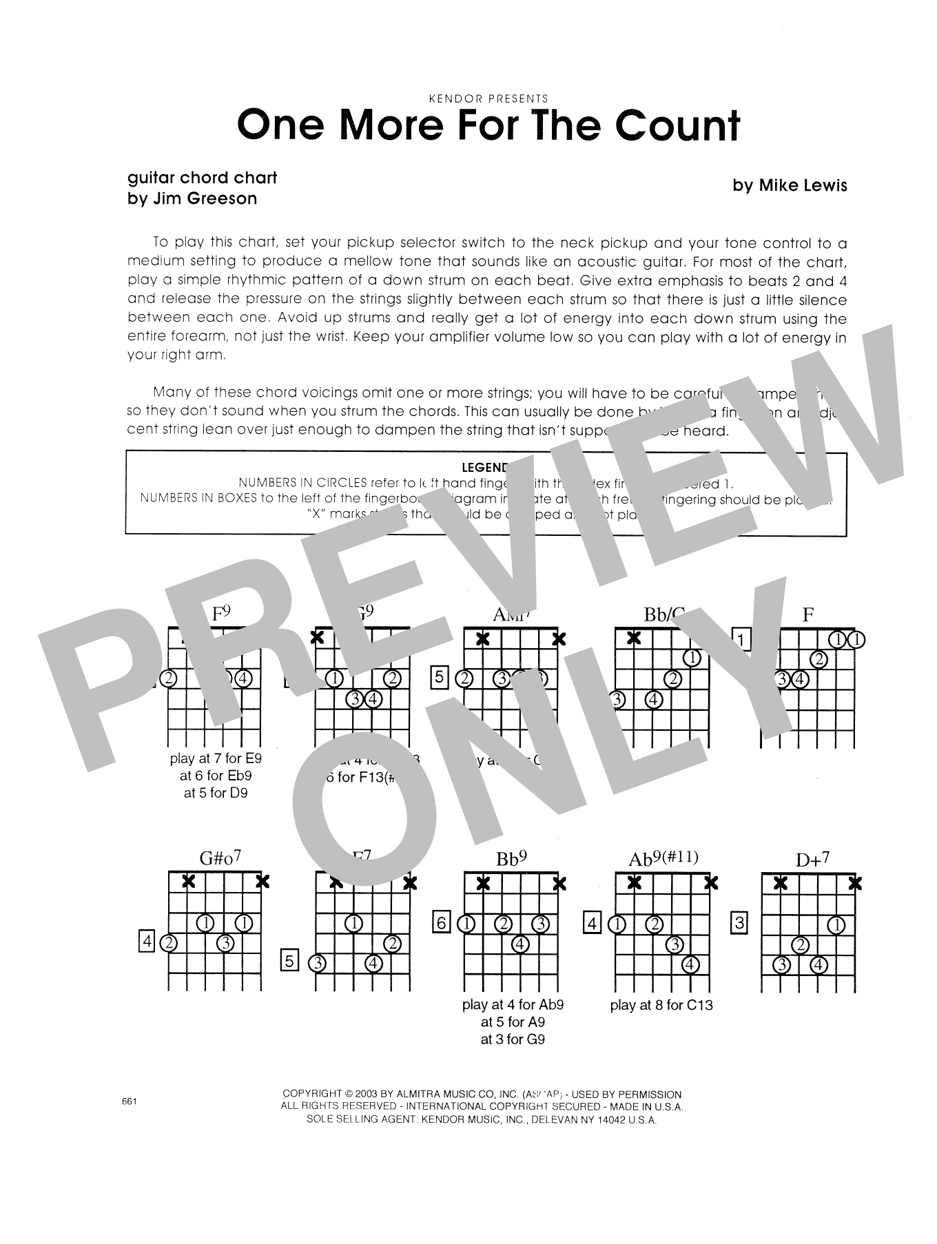 Download Mike Lewis One More For The Count - Guitar Chord C Sheet Music