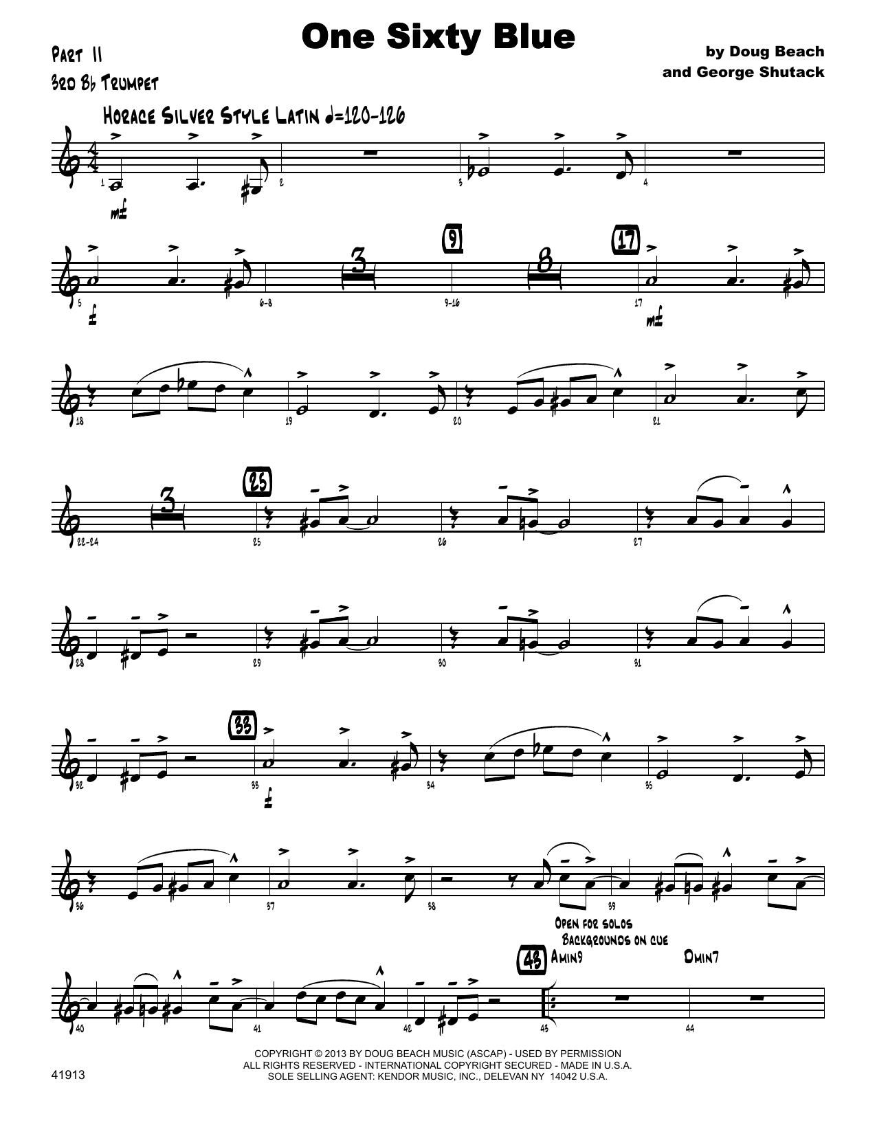 Download Doug Beach One Sixty Blue - 3rd Bb Trumpet Sheet Music
