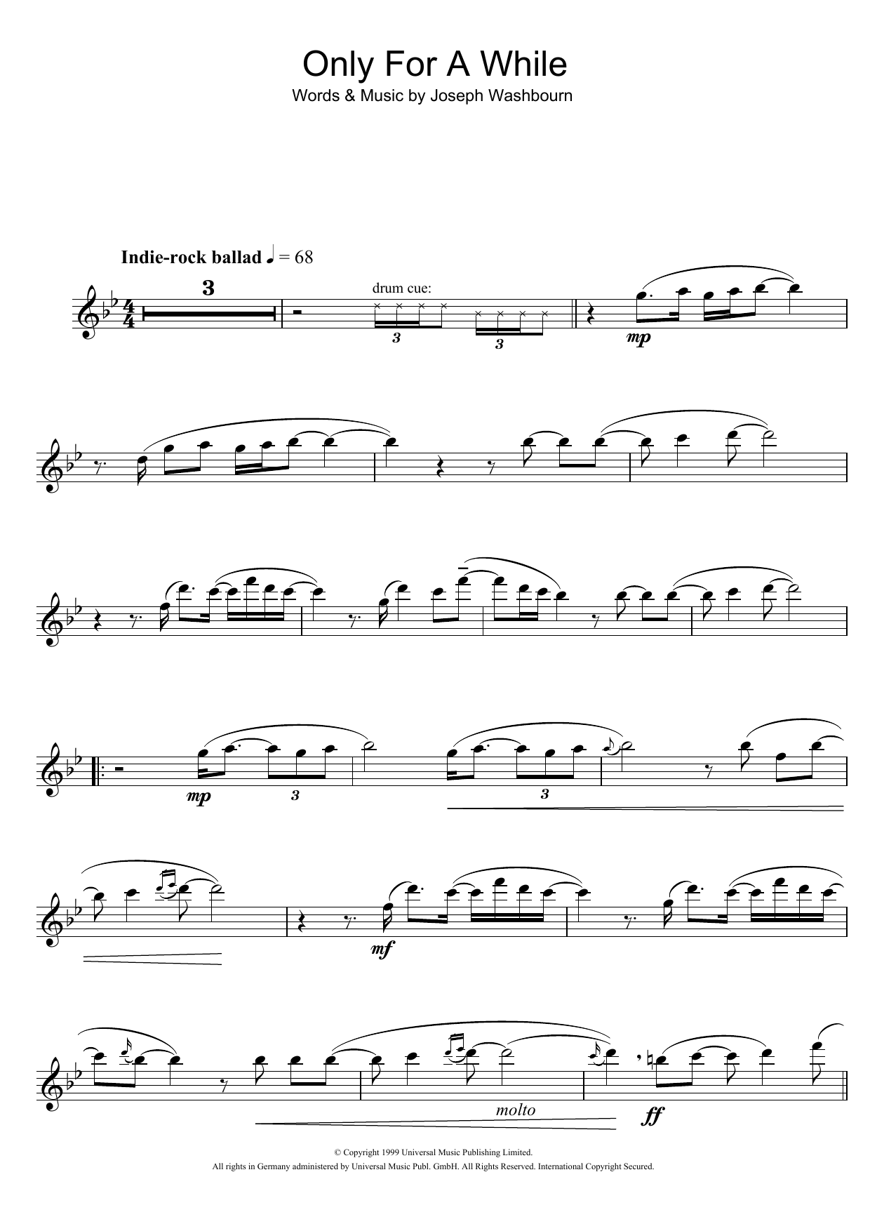 Download Toploader Only For A While Sheet Music
