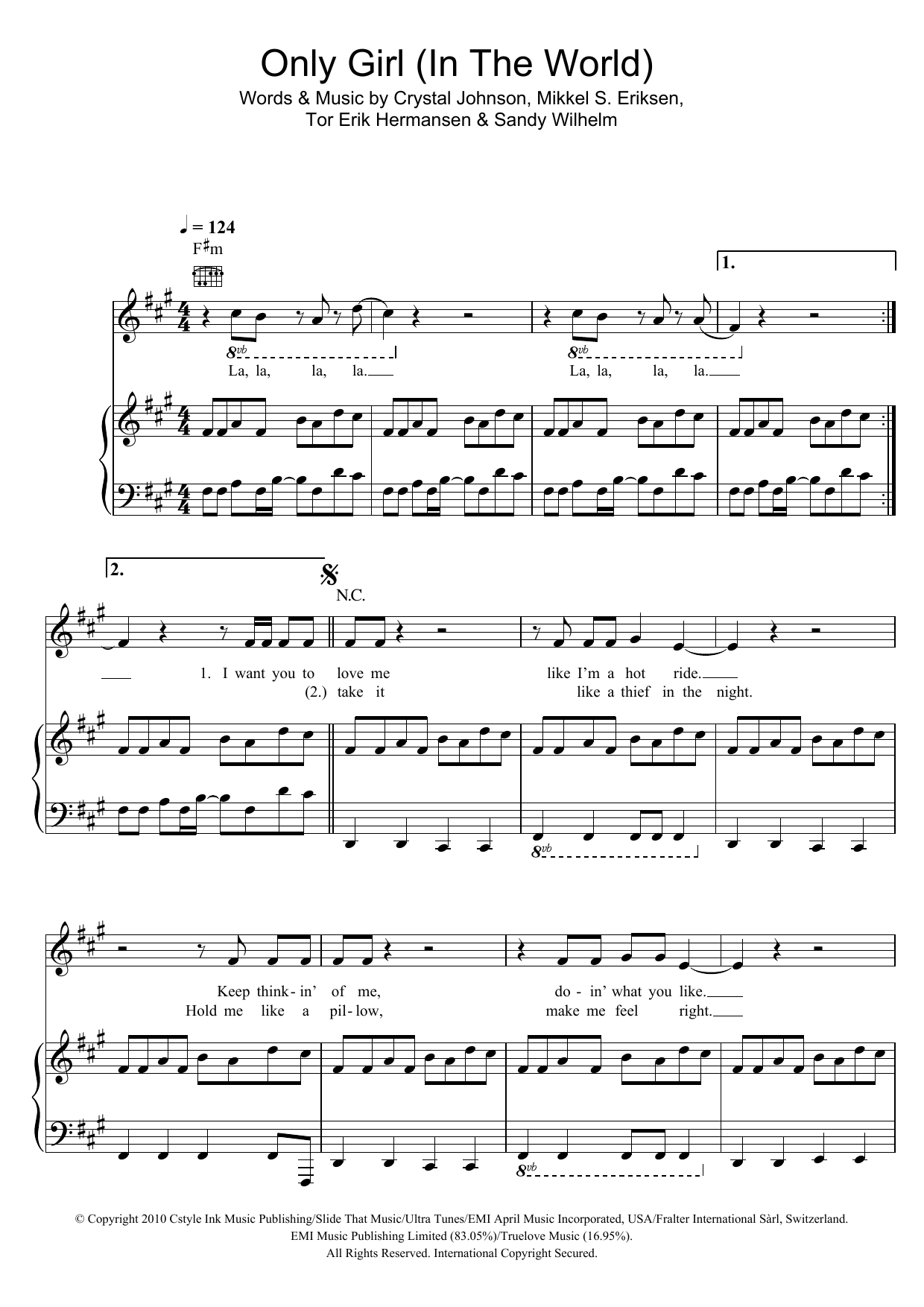 Download Rihanna Only Girl (In The World) Sheet Music