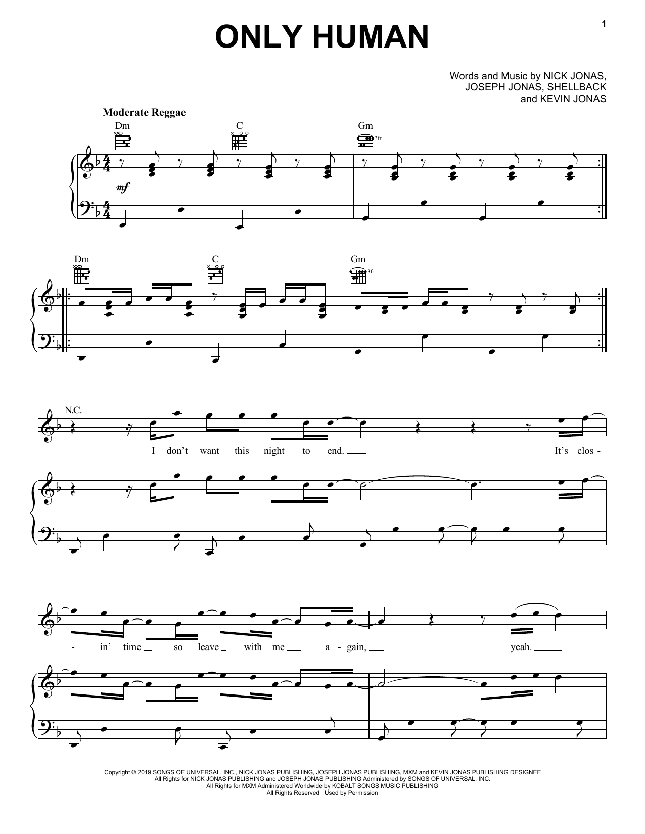 Download Jonas Brothers Only Human Sheet Music