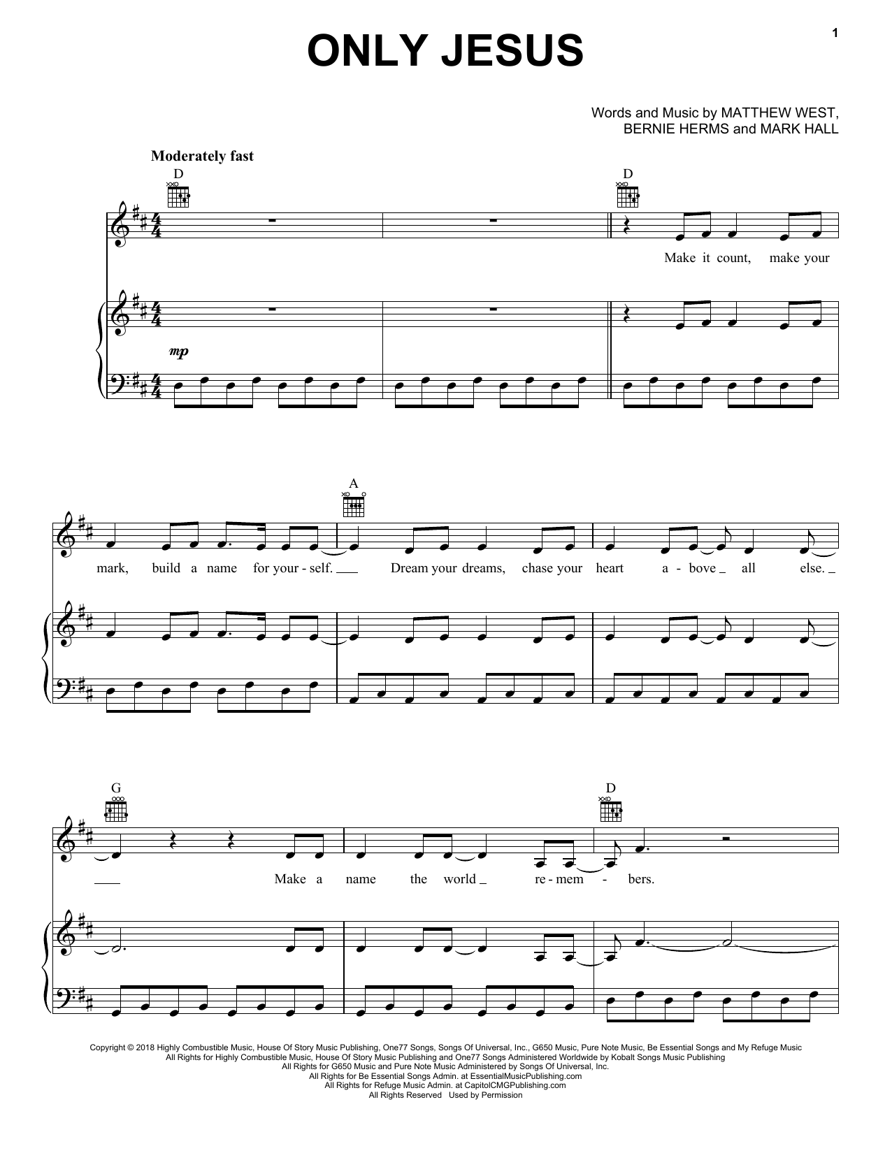 Download Casting Crowns Only Jesus Sheet Music