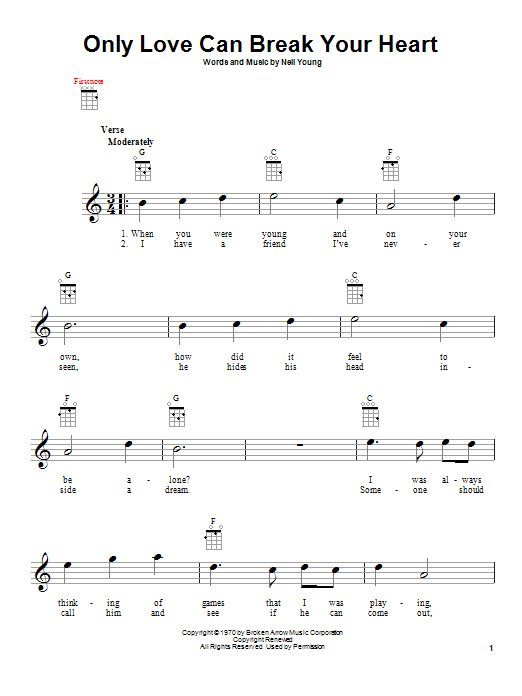 Download Neil Young Only Love Can Break Your Heart Sheet Music