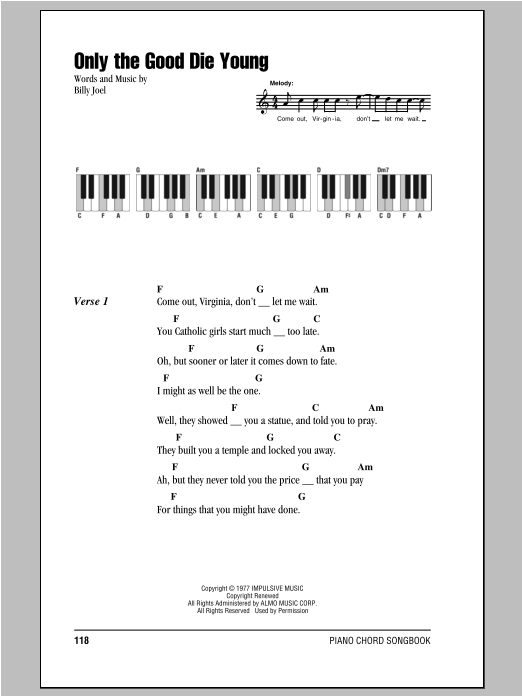 Download Billy Joel Only The Good Die Young Sheet Music