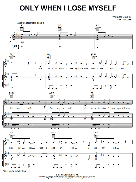 Download Depeche Mode Only When I Lose Myself Sheet Music