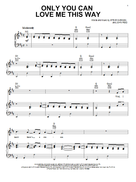 Download Keith Urban Only You Can Love Me This Way Sheet Music