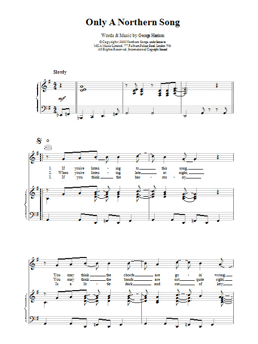 The Beatles Only A Northern Song sheet music notes printable PDF score