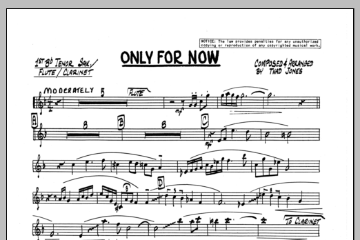 Download Thad Jones Only For Now - 1st Bb Tenor Saxophone Sheet Music