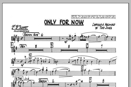 Download Thad Jones Only For Now - 1st Bb Trumpet Sheet Music