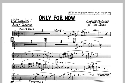 Download Thad Jones Only For Now - 2nd Bb Tenor Saxophone Sheet Music