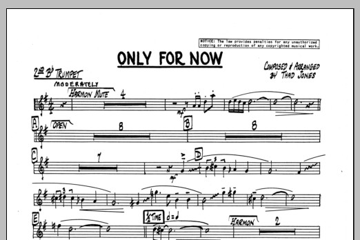 Download Thad Jones Only For Now - 2nd Bb Trumpet Sheet Music