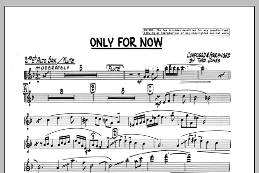 Download Thad Jones Only For Now - 2nd Eb Alto Saxophone Sheet Music