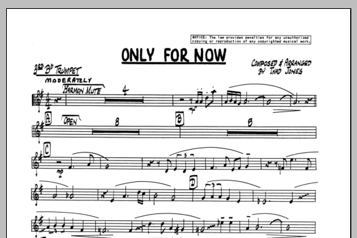 Download Thad Jones Only For Now - 3rd Bb Trumpet Sheet Music