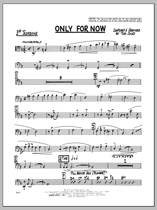 Download Thad Jones Only For Now - 3rd Trombone Sheet Music