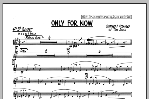 Download Thad Jones Only For Now - 4th Bb Trumpet Sheet Music