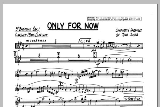 Download Thad Jones Only For Now - Baritone Sax Sheet Music