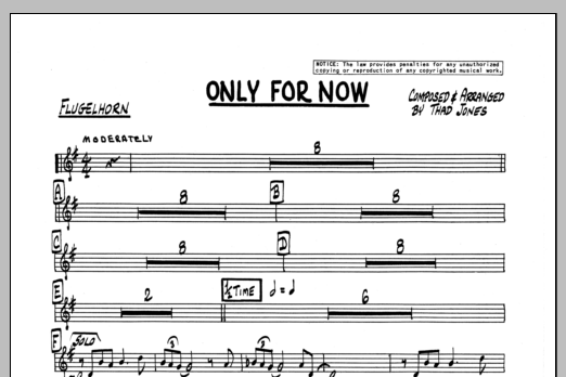 Download Thad Jones Only For Now - Flugelhorn Sheet Music