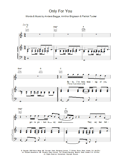 Ronan Keating Only For You sheet music notes printable PDF score