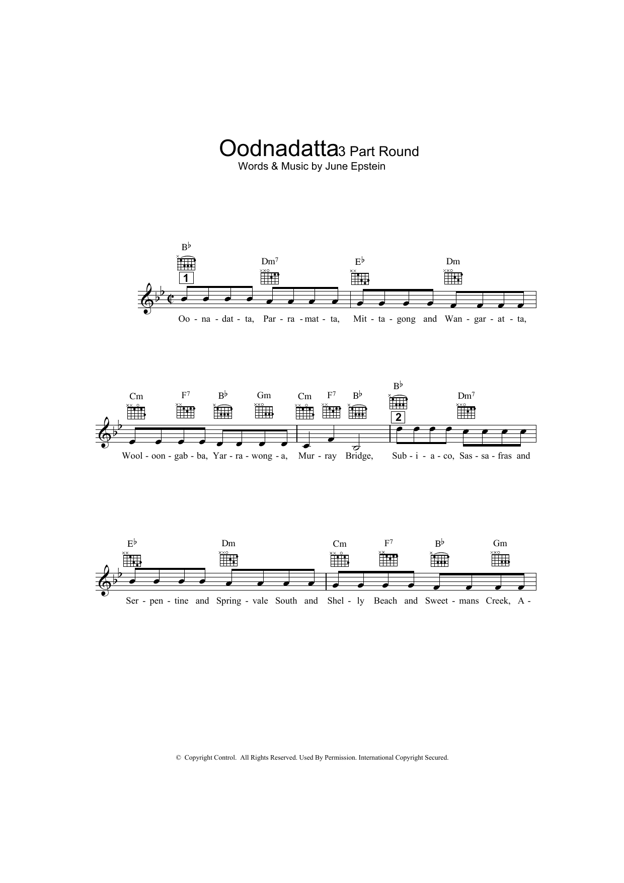 Download June Epstein Oodnadatta Sheet Music