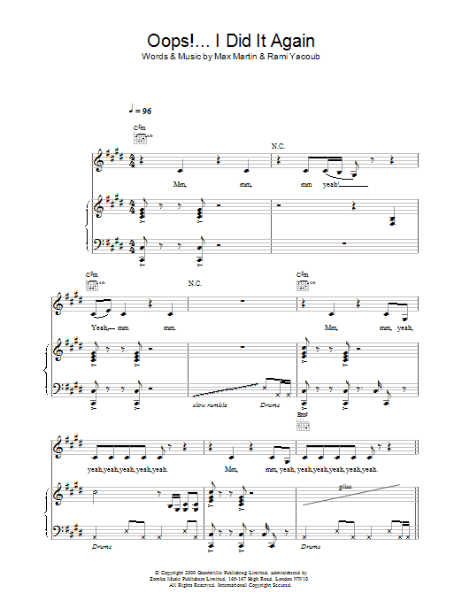 Download Britney Spears Oops! I Did It Again Sheet Music
