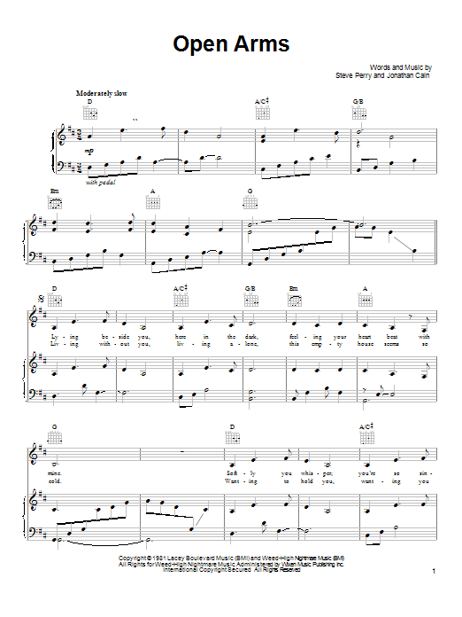 Download Journey Open Arms Sheet Music