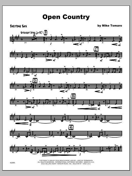 Download Tomaro Open Country - Baritone Sax Sheet Music