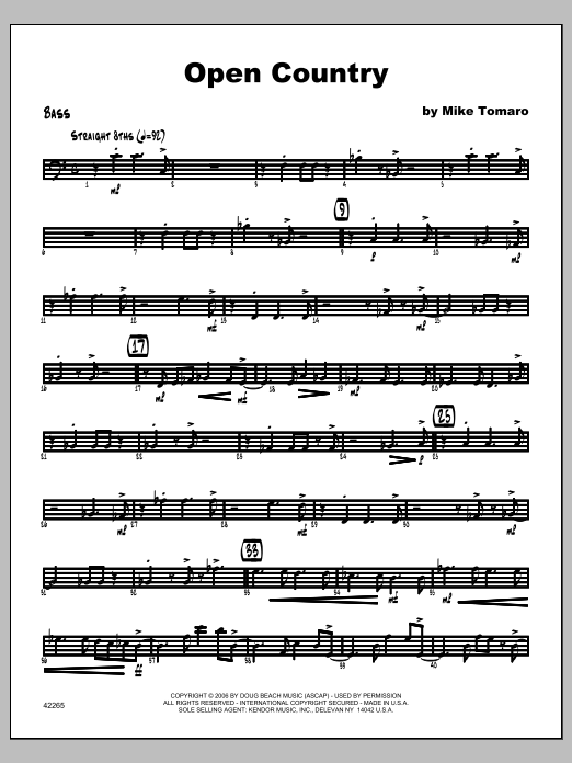 Download Tomaro Open Country - Bass Sheet Music