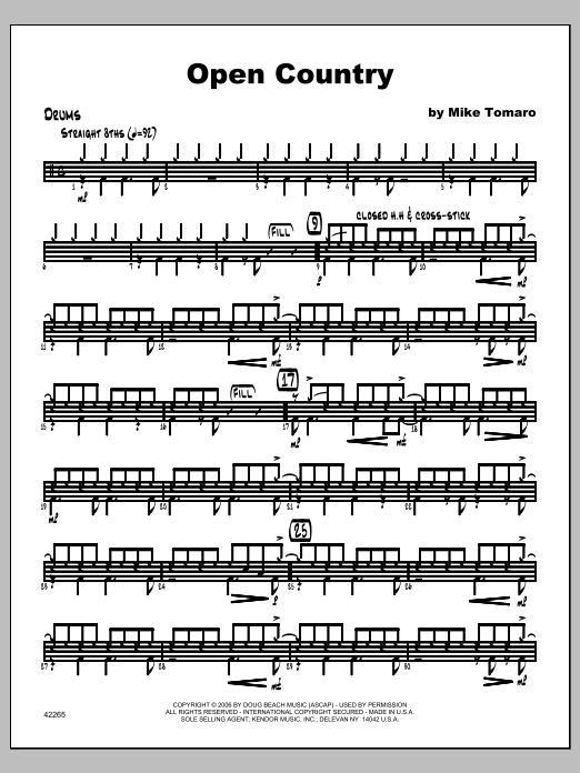 Download Tomaro Open Country - Drums Sheet Music
