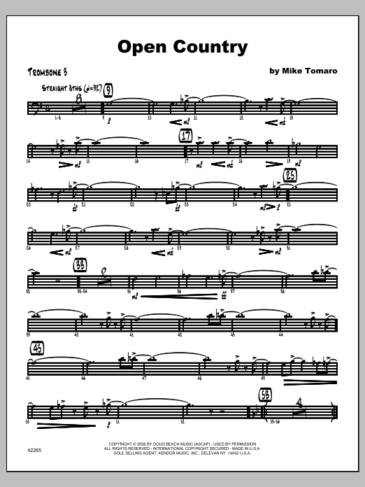 Download Tomaro Open Country - Trombone 3 Sheet Music