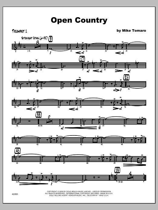 Download Tomaro Open Country - Trumpet 1 Sheet Music