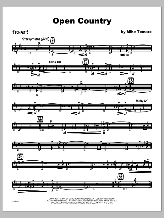 Download Tomaro Open Country - Trumpet 2 Sheet Music