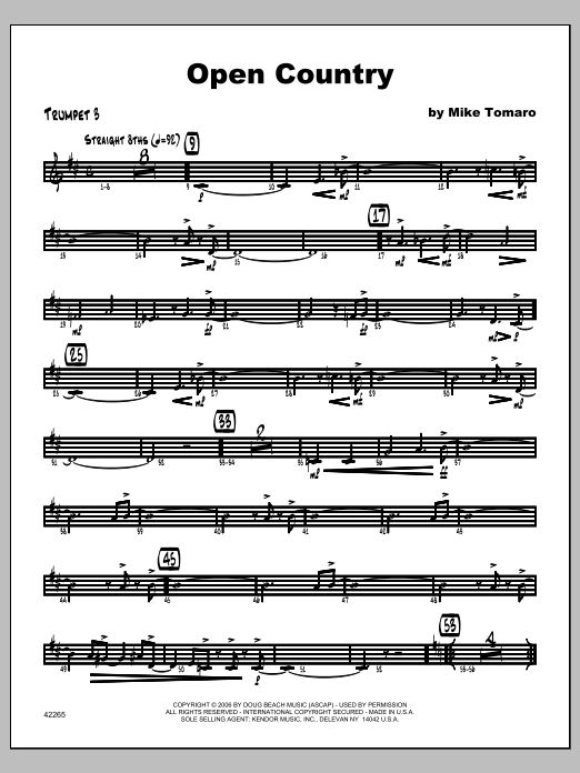 Download Tomaro Open Country - Trumpet 3 Sheet Music