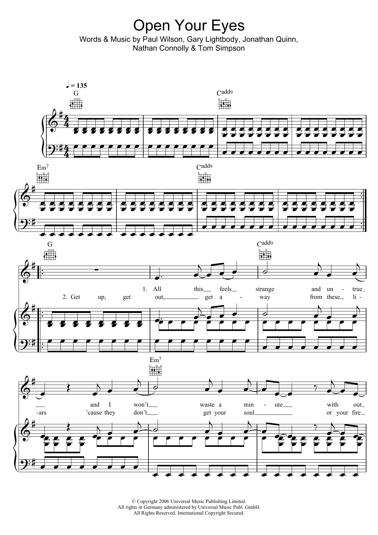 Download Snow Patrol Open Your Eyes Sheet Music