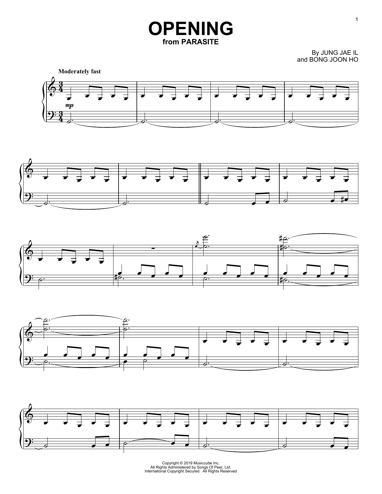 Download Jung Jae Il Opening (from Parasite) Sheet Music