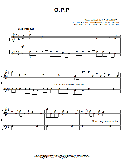 Download Naughty By Nature O.P.P. Sheet Music