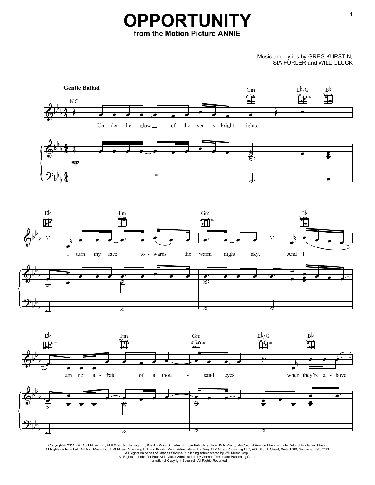 Download Charles Strouse Opportunity Sheet Music
