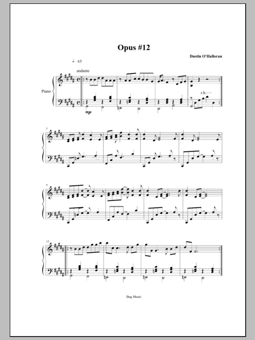 Download Dustin O'Halloran Opus 12 Sheet Music