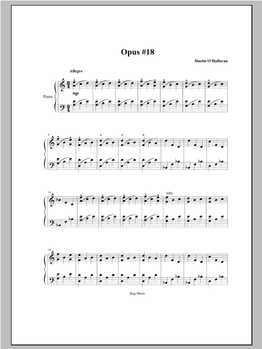 Download Dustin O'Halloran Opus 18 Sheet Music