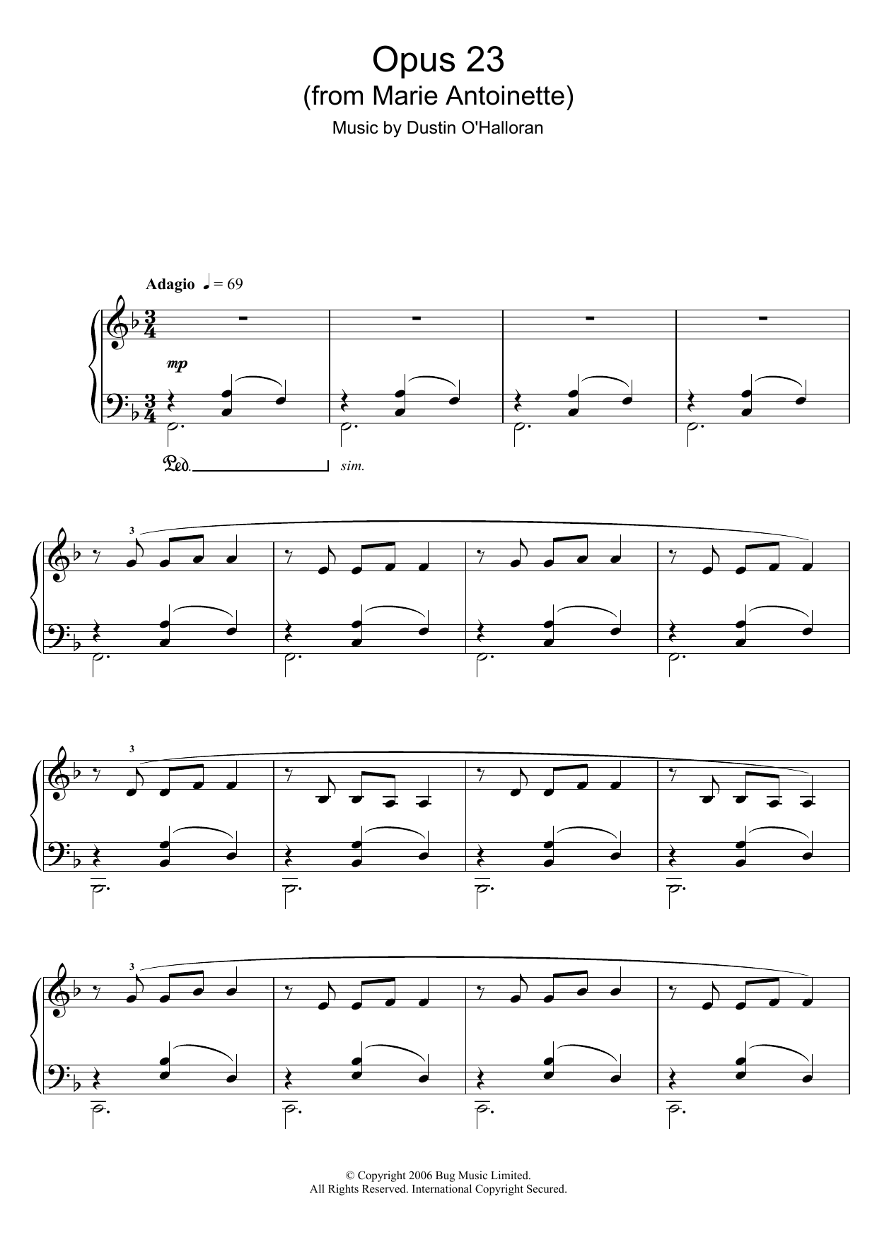 Download Dustin O'Halloran Opus 23 (from 'Marie Antoinette') Sheet Music