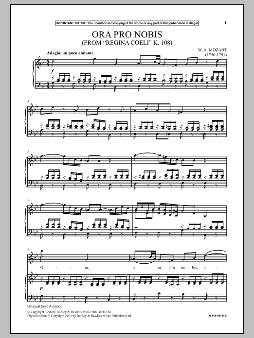 Download Wolfgang Amadeus Mozart Ora Pro Nobis (from Regina Coeli K. 108 Sheet Music