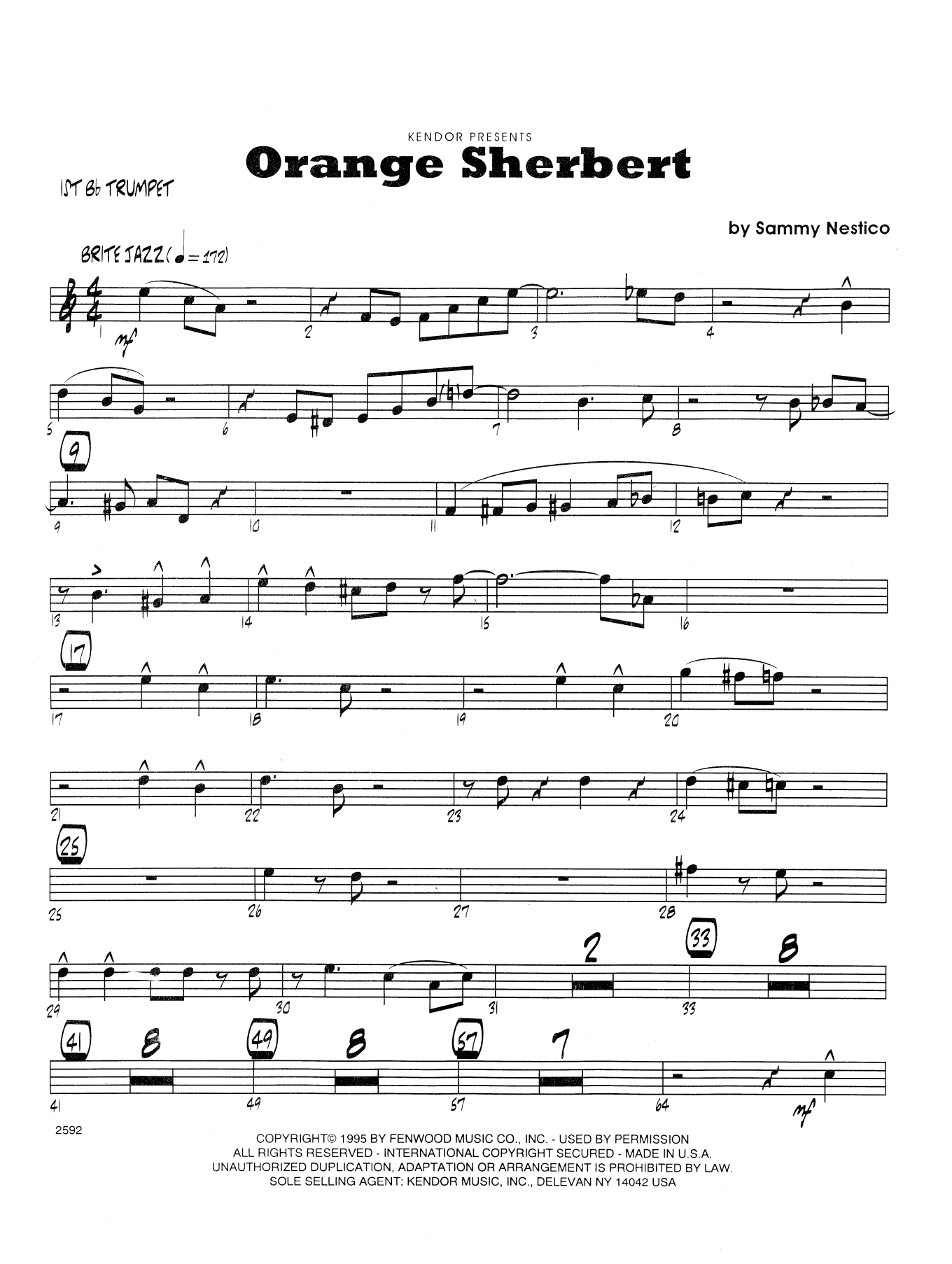 Download Sammy Nestico Orange Sherbert - 1st Bb Trumpet Sheet Music