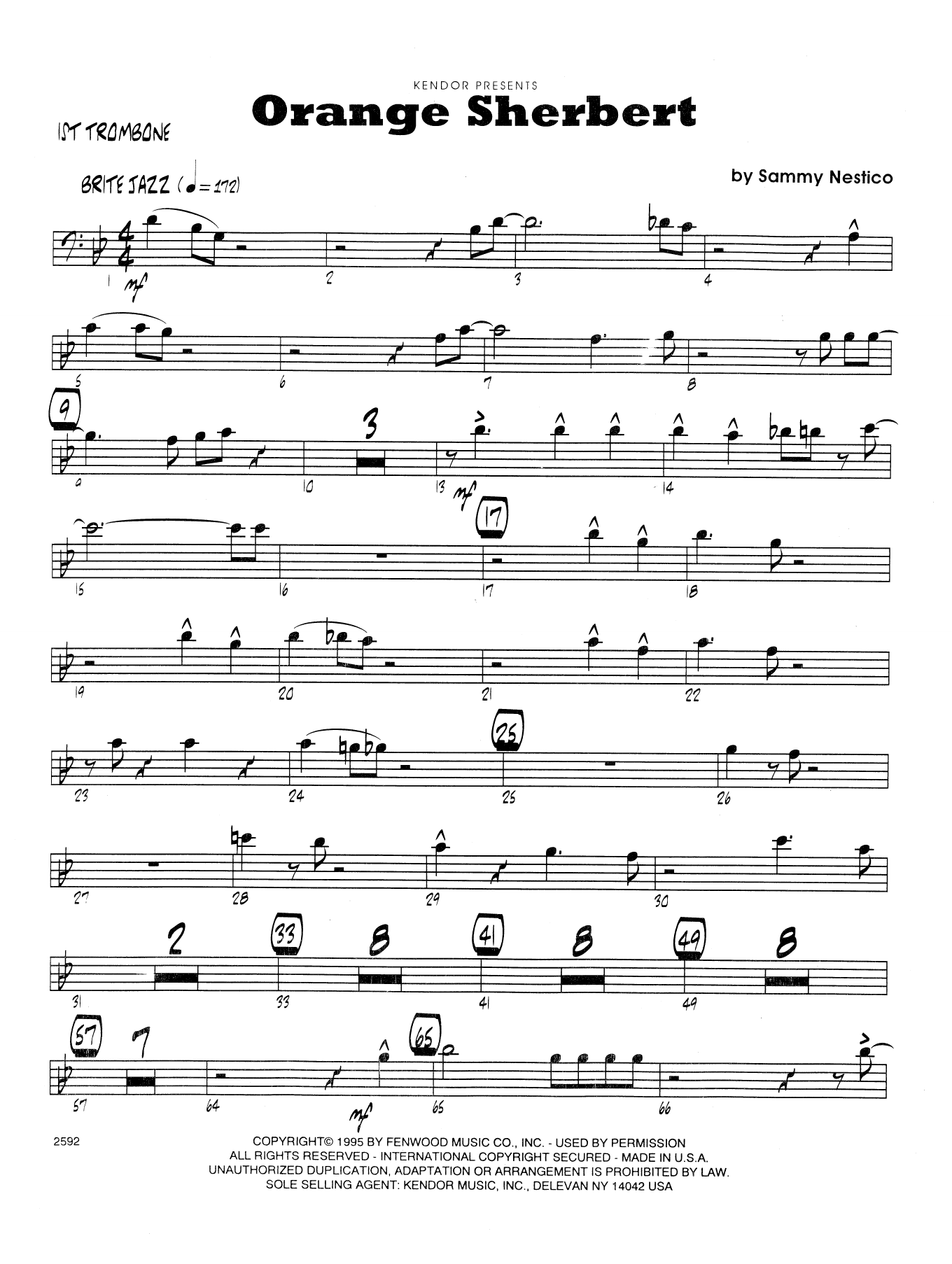 Download Sammy Nestico Orange Sherbert - 1st Trombone Sheet Music